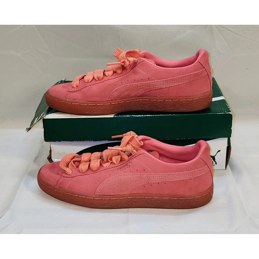 Puma Pink Suede Sneakers Size 6.5 C  Shoe Sunkissed Coral With Box‎